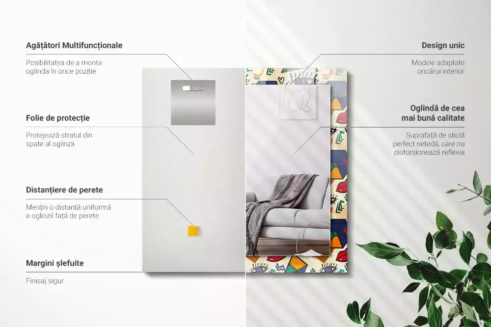 Miroir décoratif rectangulaire Yeux bouches formes