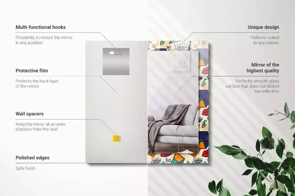 Miroir décoratif rectangulaire Yeux bouches formes