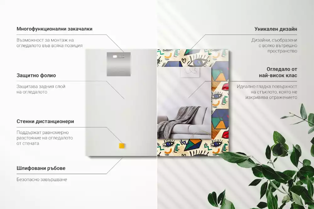 Miroir décoratif rectangulaire Yeux bouches formes