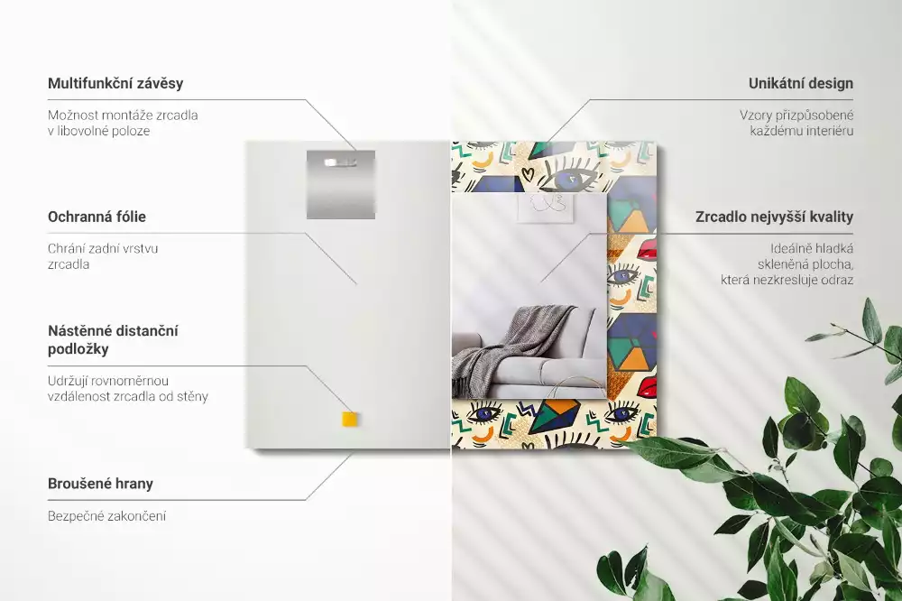 Miroir décoratif rectangulaire Yeux bouches formes