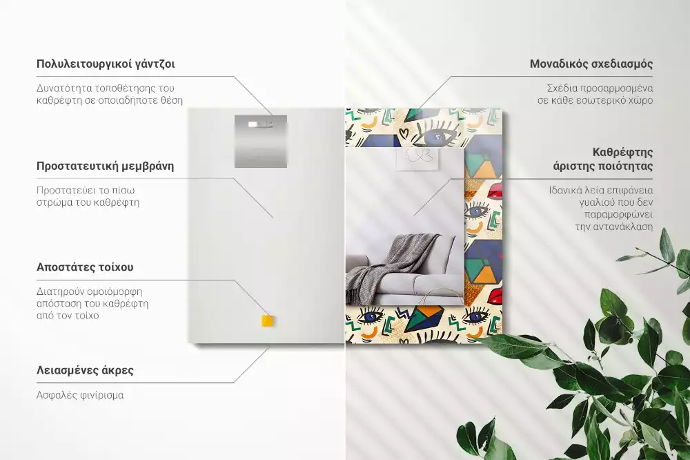 Miroir décoratif rectangulaire Yeux bouches formes