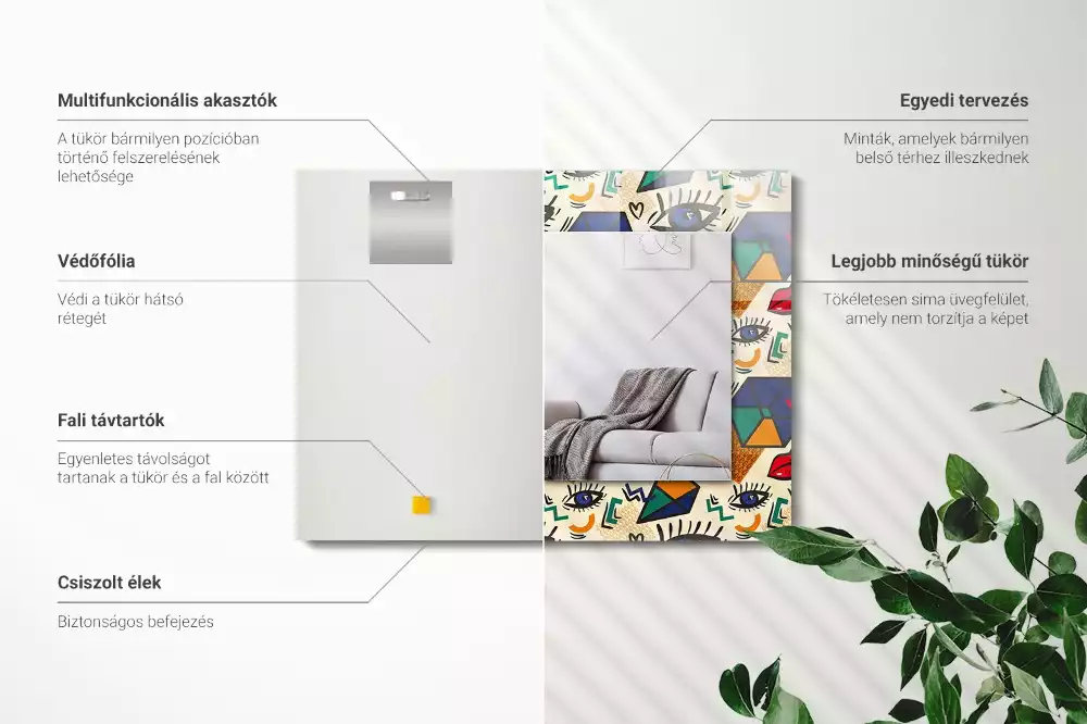 Miroir décoratif rectangulaire Yeux bouches formes