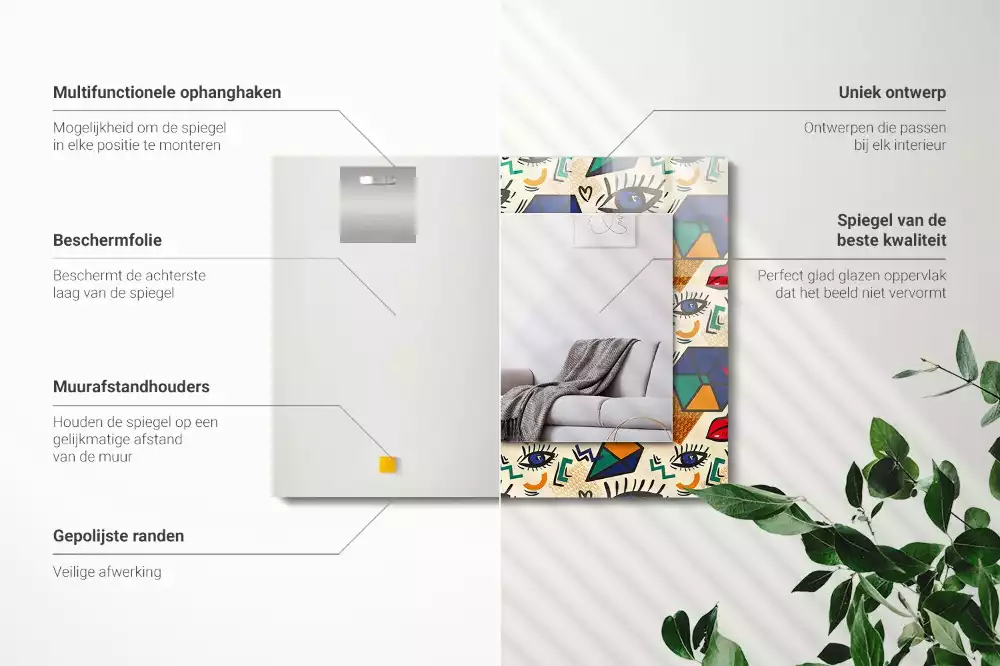 Miroir décoratif rectangulaire Yeux bouches formes