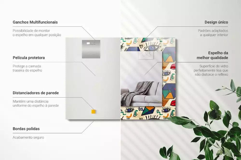 Miroir décoratif rectangulaire Yeux bouches formes