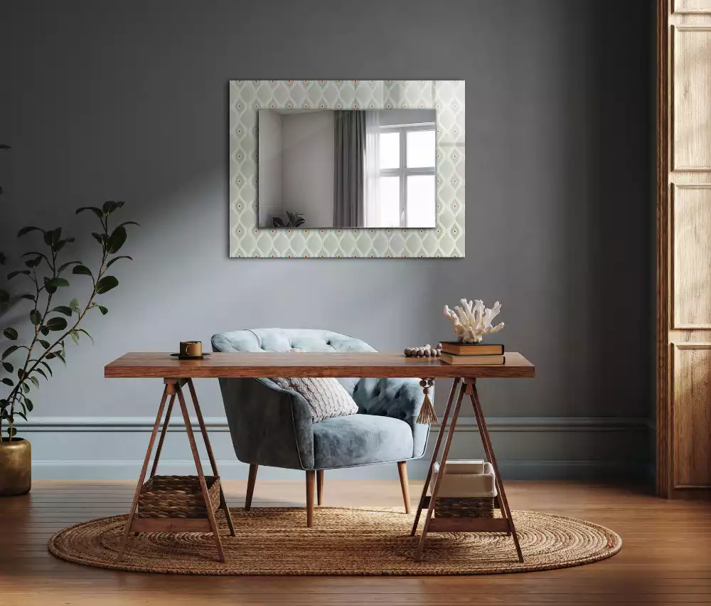 Miroir avec imprimé rectangulaire Motif géométrique vert