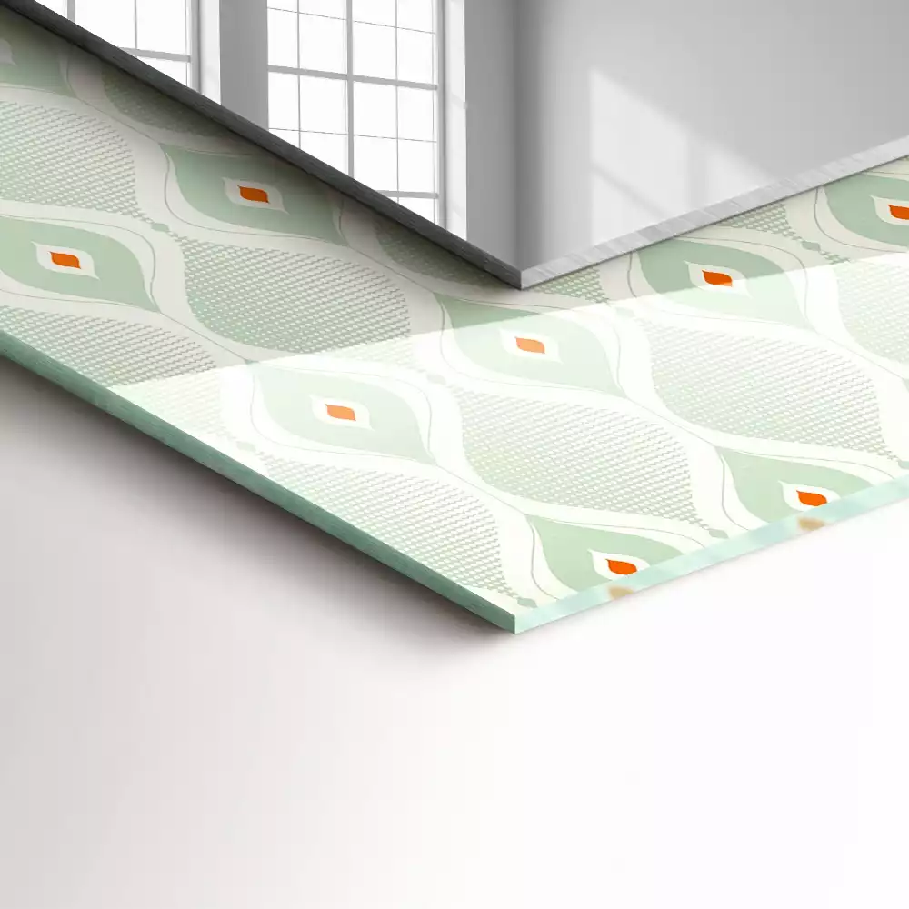 Miroir avec imprimé rectangulaire Motif géométrique vert