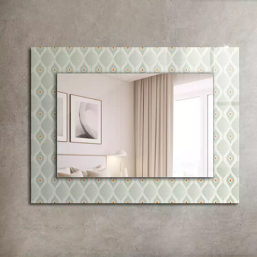 Miroir avec imprimé rectangulaire Motif géométrique vert