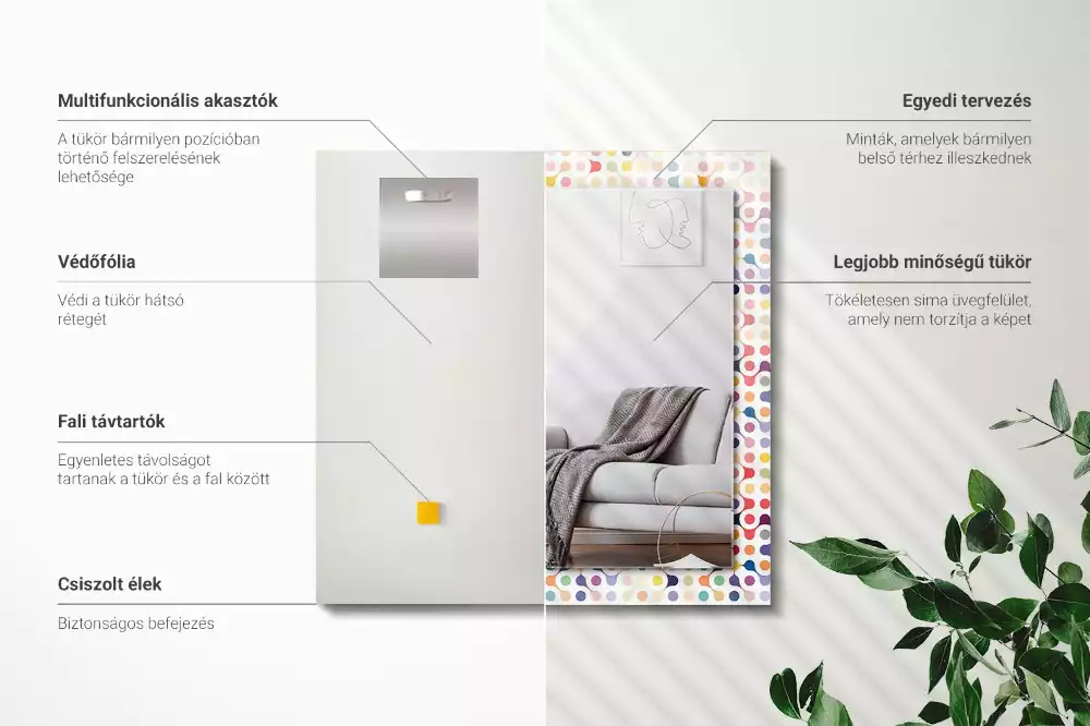 Miroir avec imprimé décoratif rectangulaire Motif géométrique coloré