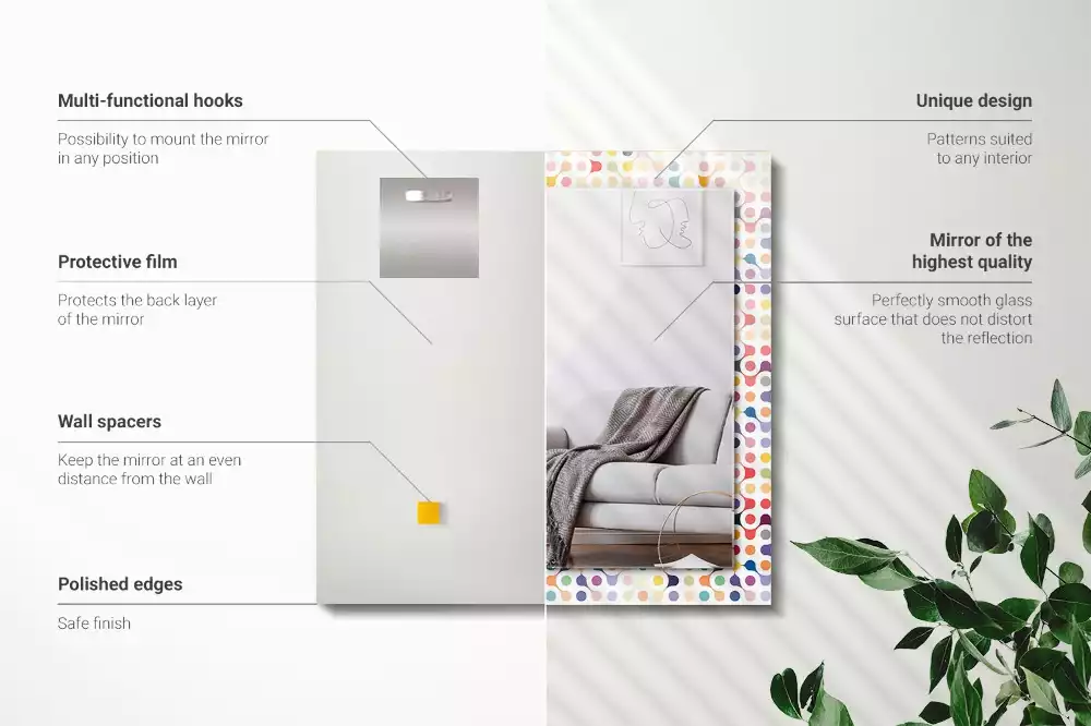 Miroir avec imprimé décoratif rectangulaire Motif géométrique coloré