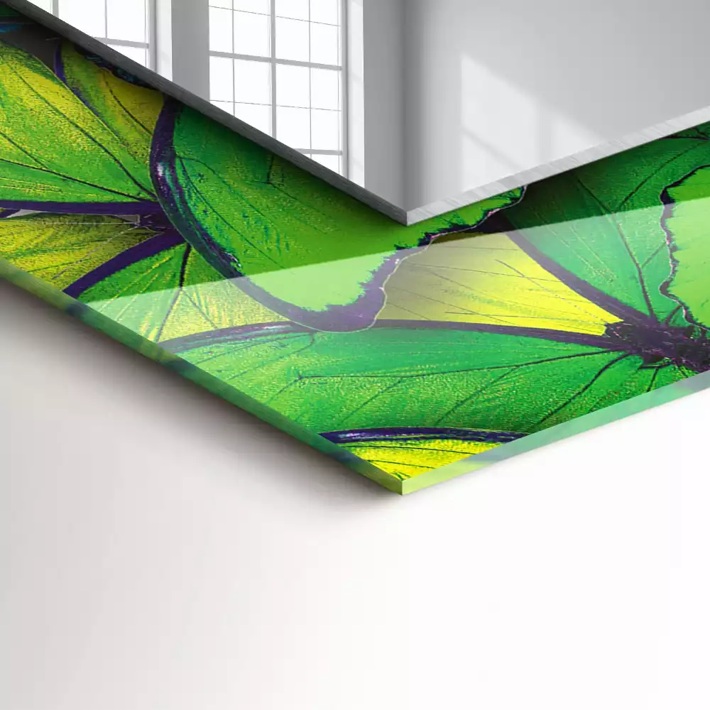 Miroir décoratif rectangulaire Papillons bleus et verts