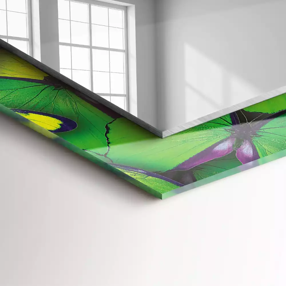 Miroir décoratif rectangulaire Papillons bleus et verts