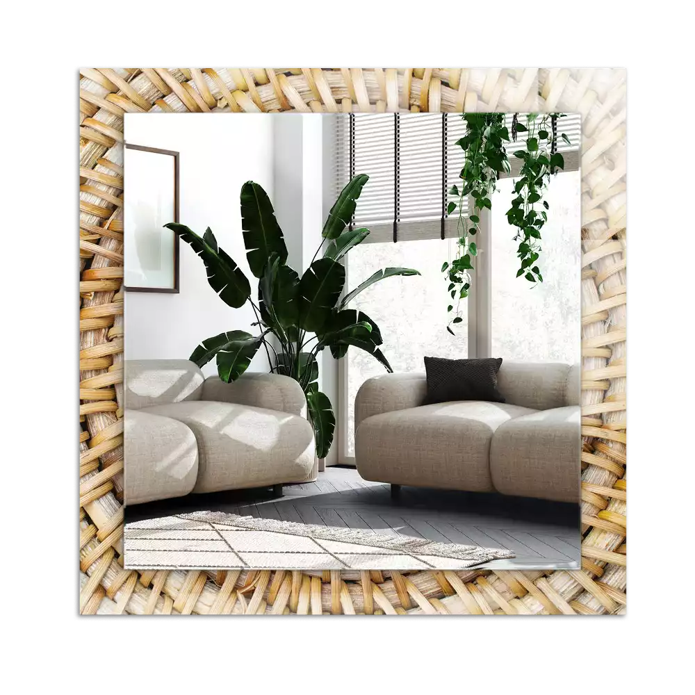 Miroir avec imprimé rectangulaire Tressage d’osier