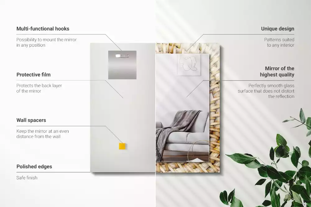 Miroir avec imprimé rectangulaire Tressage d’osier