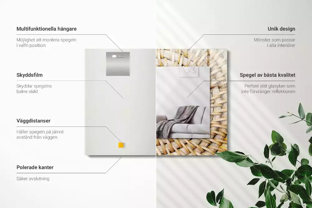 Miroir avec imprimé rectangulaire Tressage d’osier