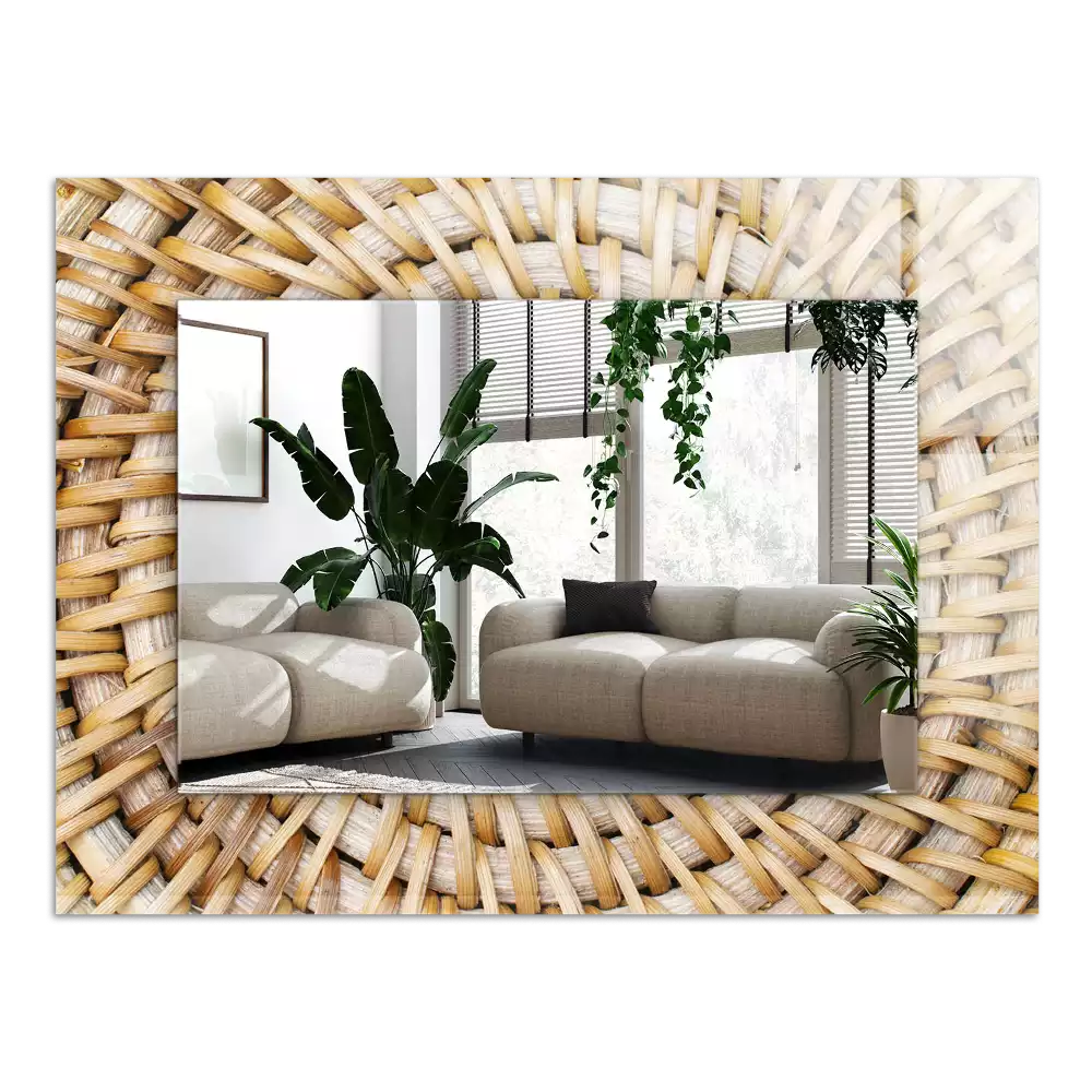 Miroir avec imprimé rectangulaire Tressage d’osier
