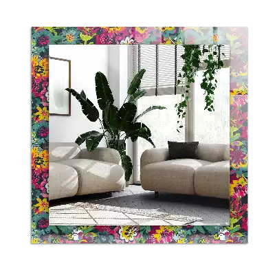 Miroir avec imprimé rectangulaire Motifs floraux colorés