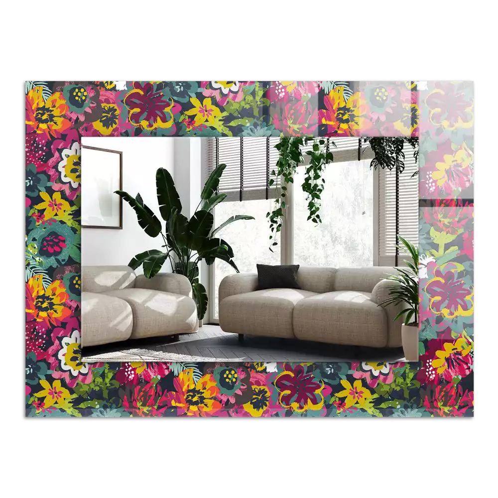 Miroir avec imprimé rectangulaire Motifs floraux colorés