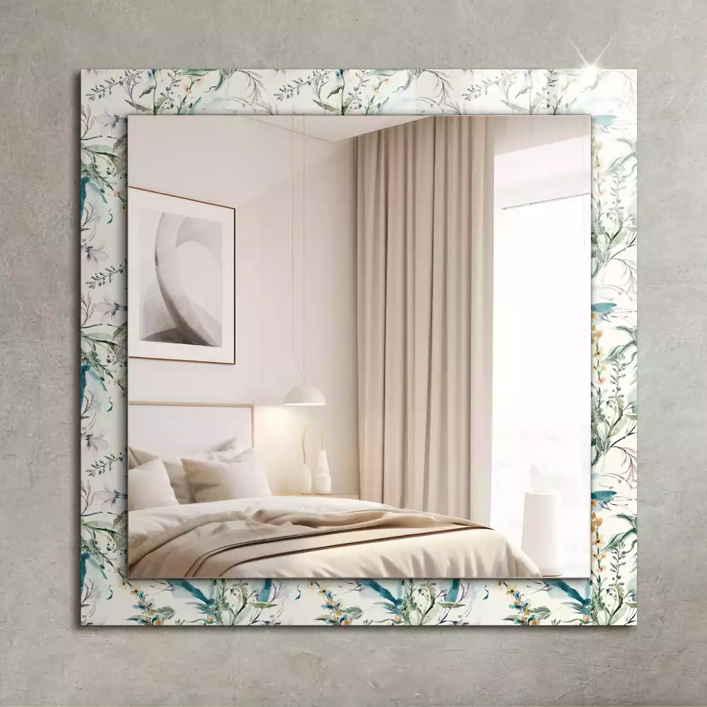 Miroir avec imprimé décoratif rectangulaire Motif floral aquarelle