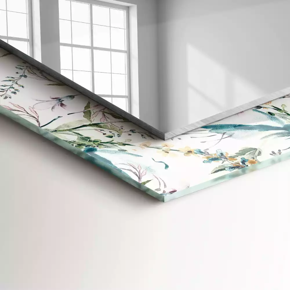 Miroir avec imprimé décoratif rectangulaire Motif floral aquarelle