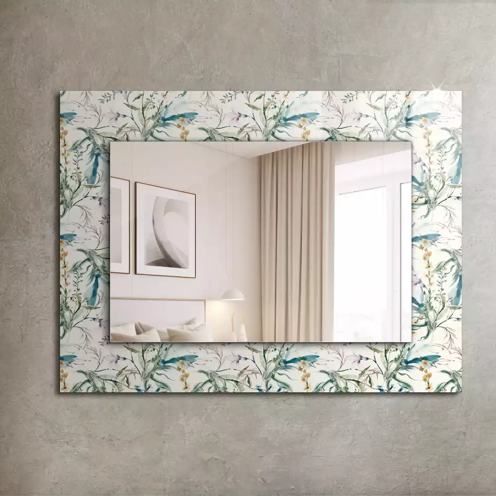 Miroir avec imprimé décoratif rectangulaire Motif floral aquarelle