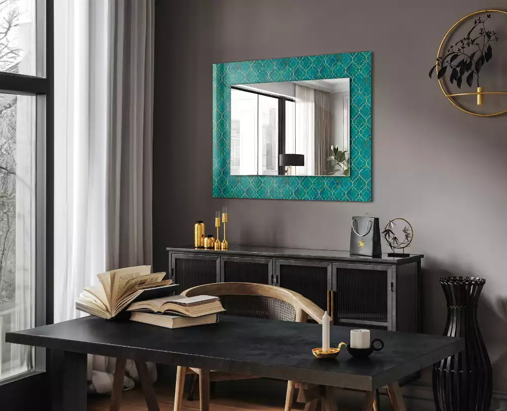 Miroir décoratif rectangulaire Motif géométrique vert
