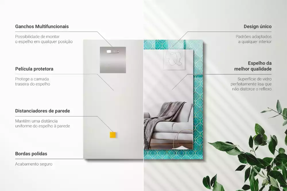 Miroir décoratif rectangulaire Motif géométrique vert