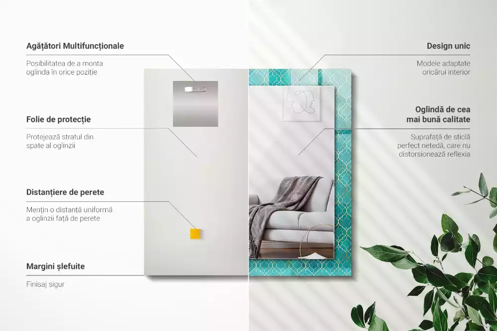 Miroir décoratif rectangulaire Motif géométrique vert