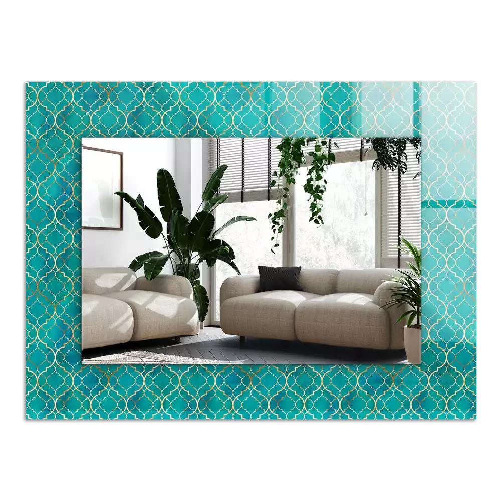 Miroir décoratif rectangulaire Motif géométrique vert