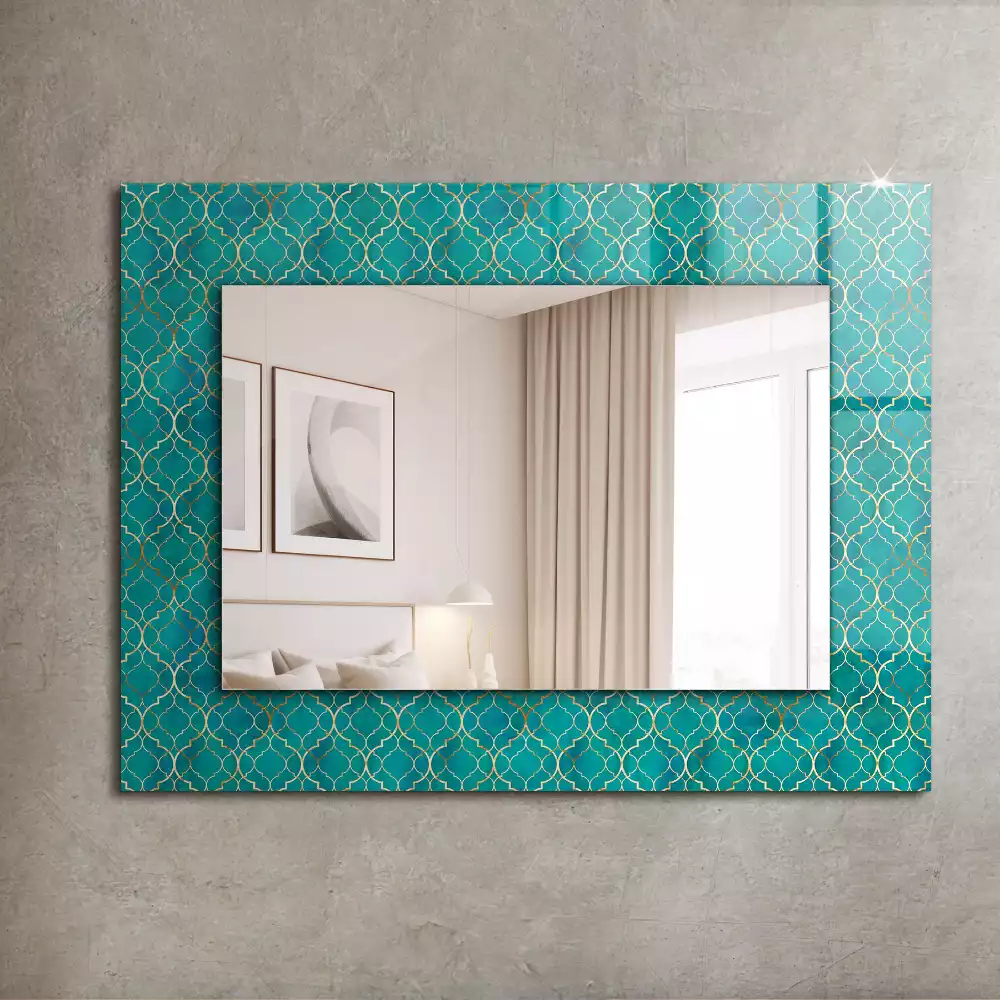 Miroir décoratif rectangulaire Motif géométrique vert