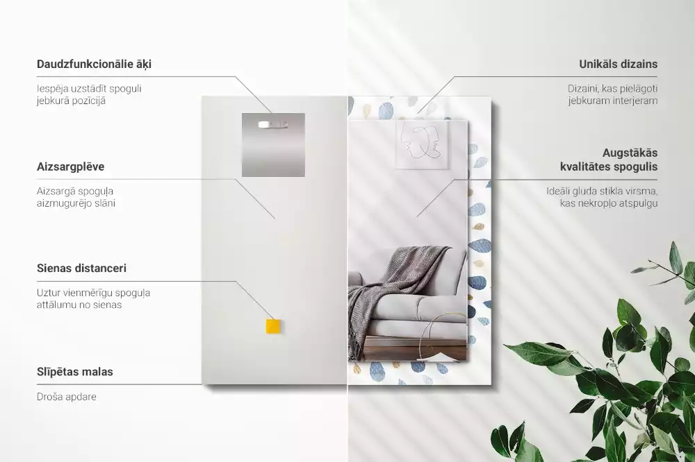 Miroir avec imprimé rectangulaire Motif mandala abstrait