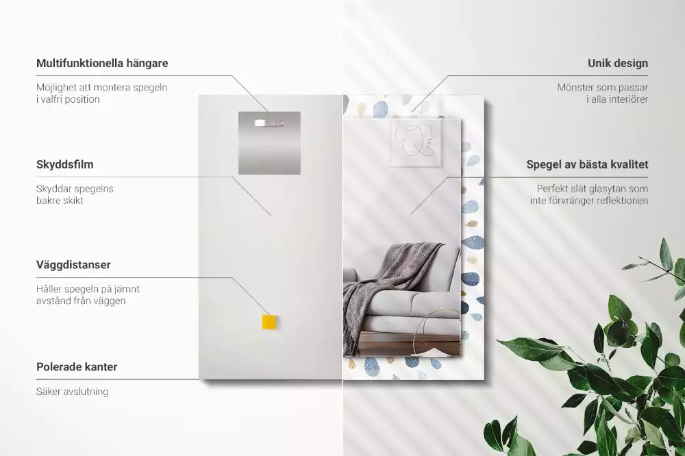 Miroir avec imprimé rectangulaire Motif mandala abstrait