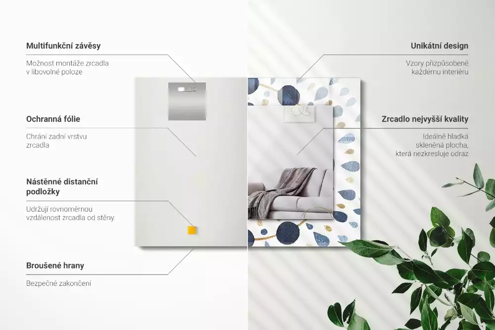 Miroir avec imprimé rectangulaire Motif mandala abstrait