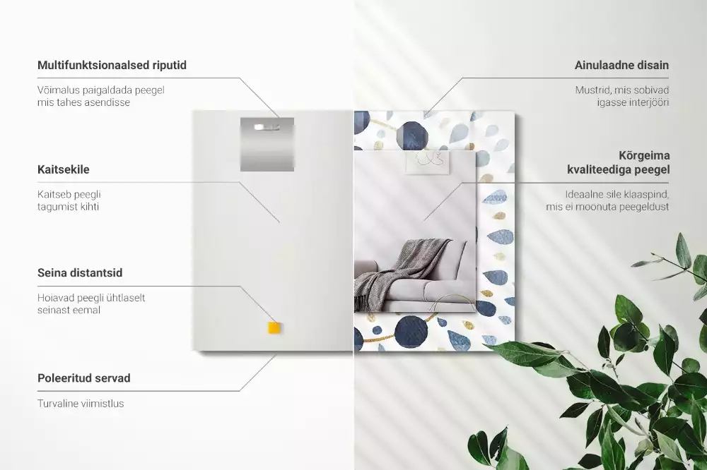 Miroir avec imprimé rectangulaire Motif mandala abstrait