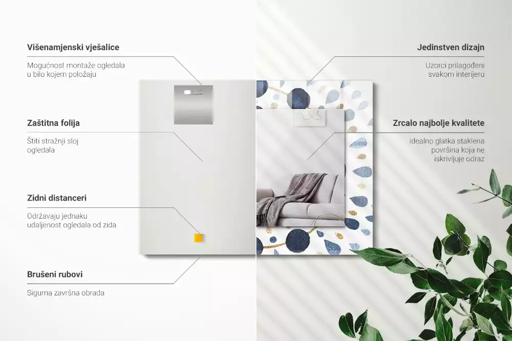 Miroir avec imprimé rectangulaire Motif mandala abstrait