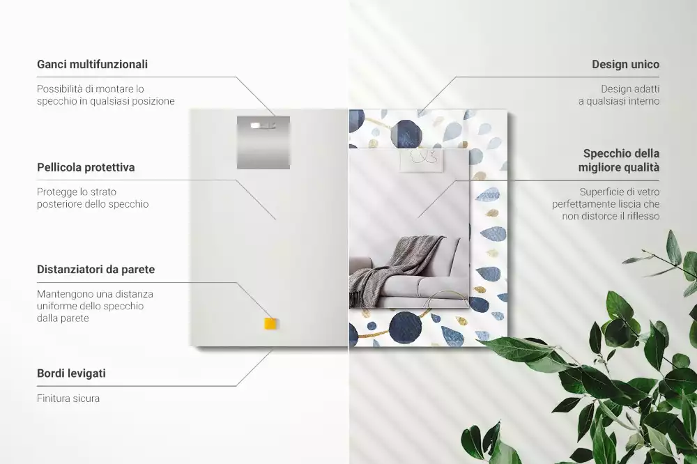 Miroir avec imprimé rectangulaire Motif mandala abstrait