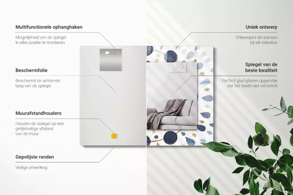 Miroir avec imprimé rectangulaire Motif mandala abstrait