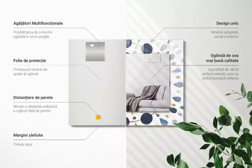 Miroir avec imprimé rectangulaire Motif mandala abstrait