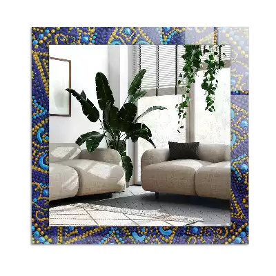 Miroir décoratif rectangulaire Mandala bleu en points