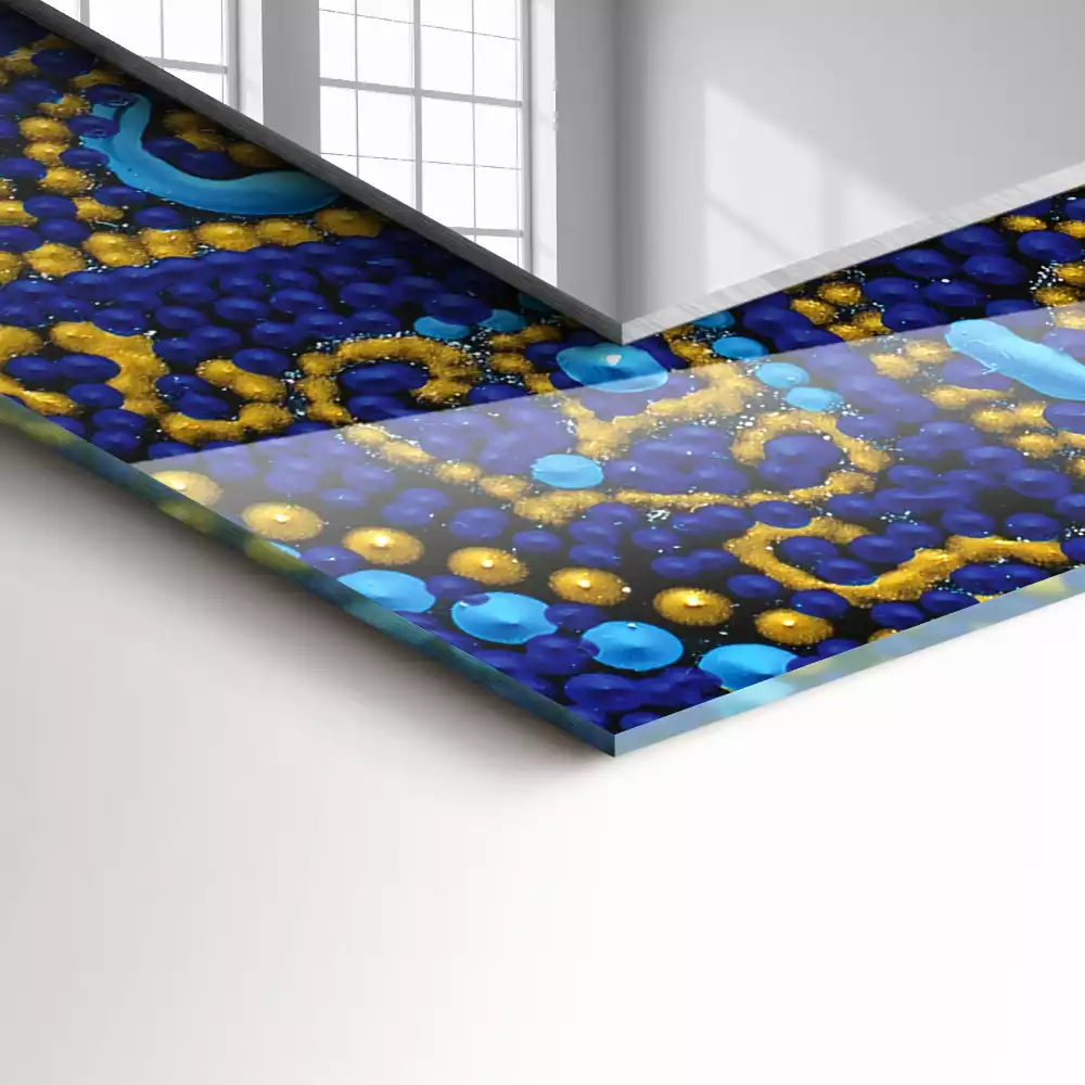 Miroir décoratif rectangulaire Mandala bleu en points