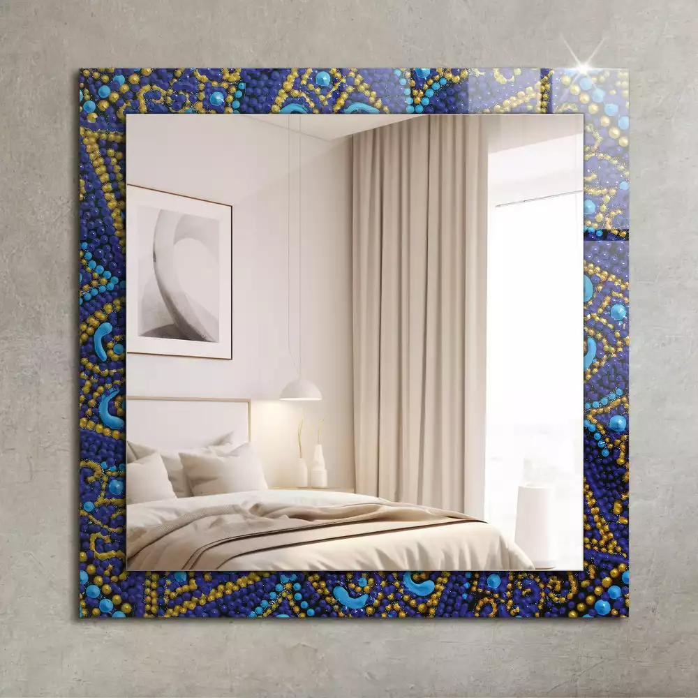 Miroir décoratif rectangulaire Mandala bleu en points