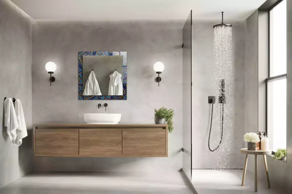 Miroir décoratif rectangulaire Mandala bleu en points