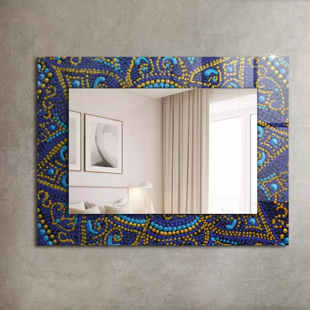 Miroir décoratif rectangulaire Mandala bleu en points