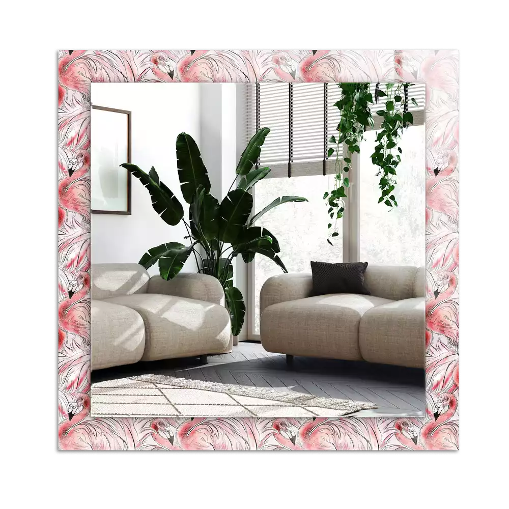 Miroir avec imprimé rectangulaire Flamants roses