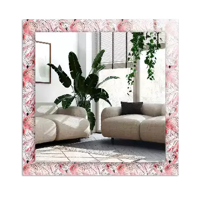 Miroir avec imprimé rectangulaire Flamants roses