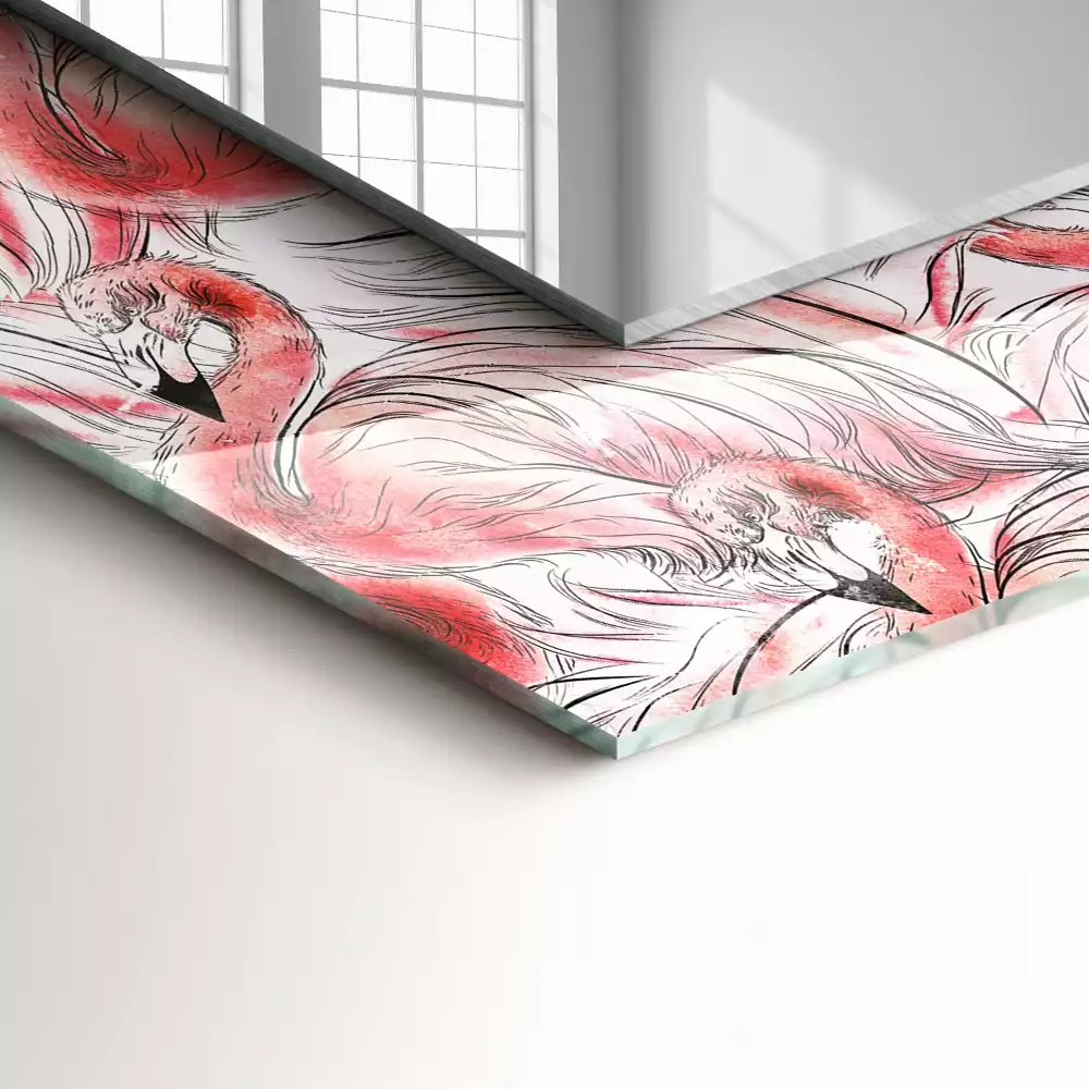 Miroir avec imprimé rectangulaire Flamants roses