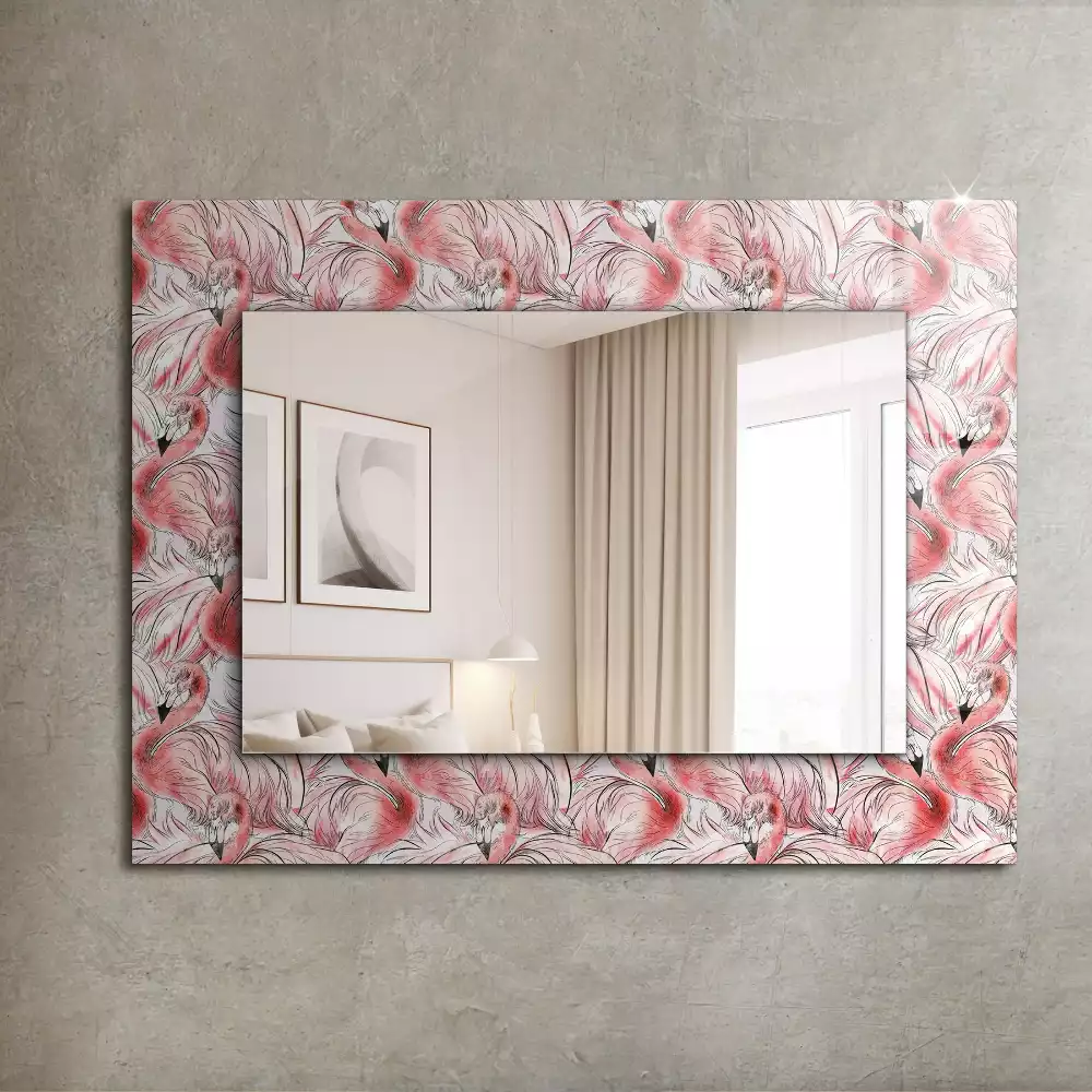 Miroir avec imprimé rectangulaire Flamants roses