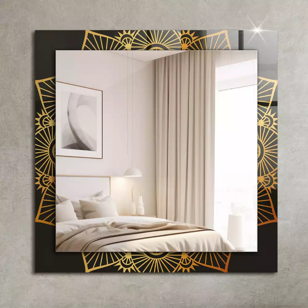 Miroir avec imprimé décoratif rectangulaire Motif mandala