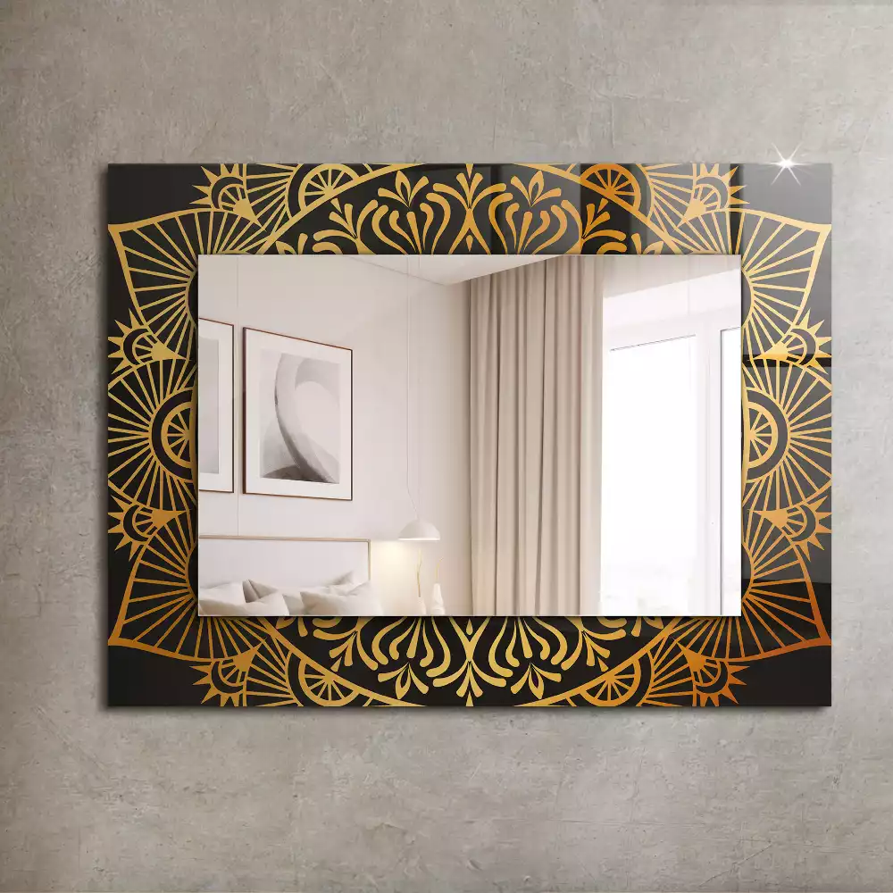 Miroir avec imprimé décoratif rectangulaire Motif mandala