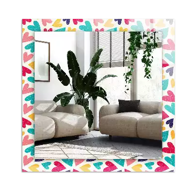 Miroir décoratif rectangulaire Motif cœurs colorés