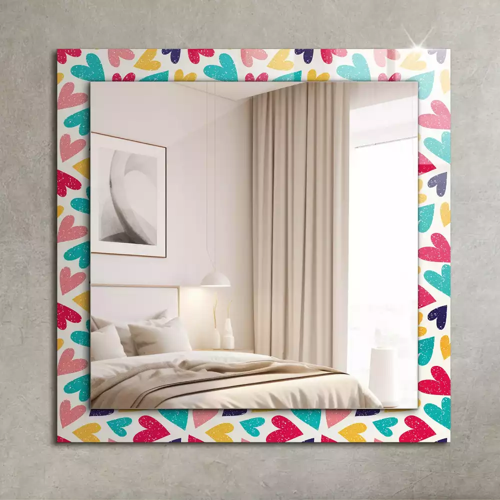 Miroir décoratif rectangulaire Motif cœurs colorés